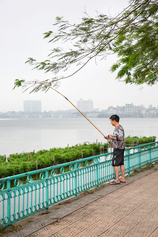 Wasser See Fischer Hanoi Vietnam