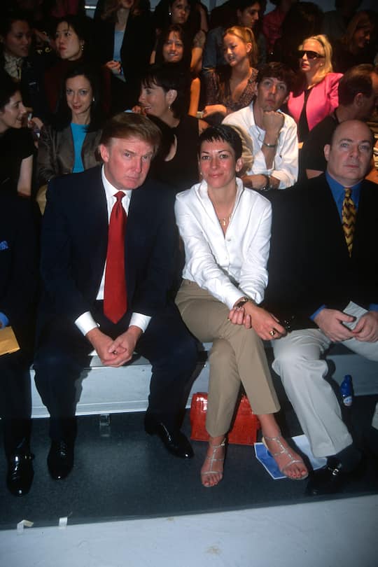 NEW YORK, NY - SEPTEMBER 18: Donald Trump and Ghislaine Maxwell attend Anand Jon Fashion Show on September 18, 2000 in New York City. (Photo by Patrick McMullan/Patrick McMullan via Getty Images)
