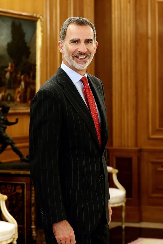 König Felipe (ES), bei der Audienz des spanischen Königs für Vertreter der Eintracht und deren Regierungsrat, und den Verwaltungsrat der US-Handelskammer in Spanien (AMCHAMSPAIN) im Zarzuela Palast in Madrid, Spanien, 25. Juni 2019.