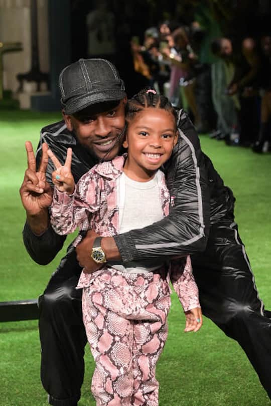 LONDON, ENGLAND - SEPTEMBER 16: River and Skepta walk the runway at the Mains Show By Skepta during London Fashion Week September 2023 at the on September 16, 2023 in London, England. (Photo by Eamonn M. McCormack/Getty Images)
