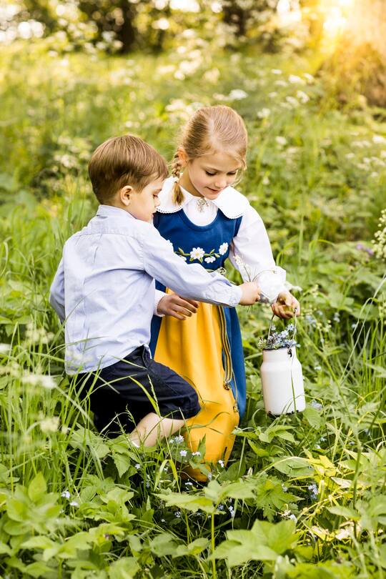 2019-06-06 Haga slott. Nationaldagshälsning från Kungafamiljen, genom Prinsessan Estelle och Prins Oscar.