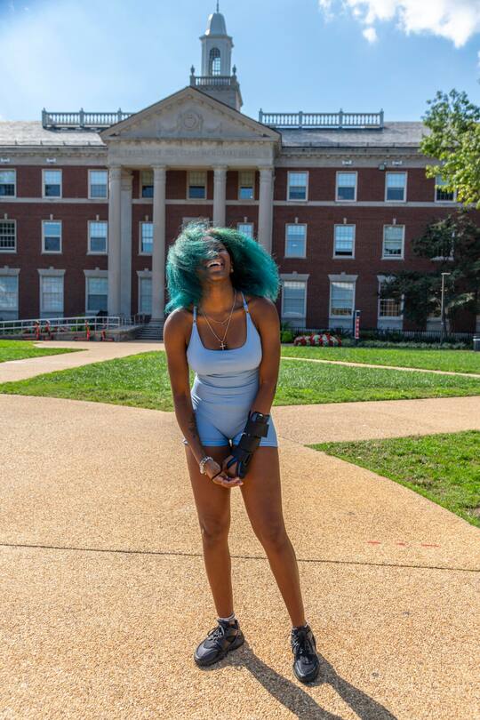 Tanzgruppen Leiterin und Howard Studentin Christiana Copeland, 19. Washington_DC_Sept_2014 Thema Howard University Kamala Harris Fans Text Peter Hossli Photo © Stefan Falke Stefan Falke Photography New York City www.stefanfalke.com stefanfalke@mac.com