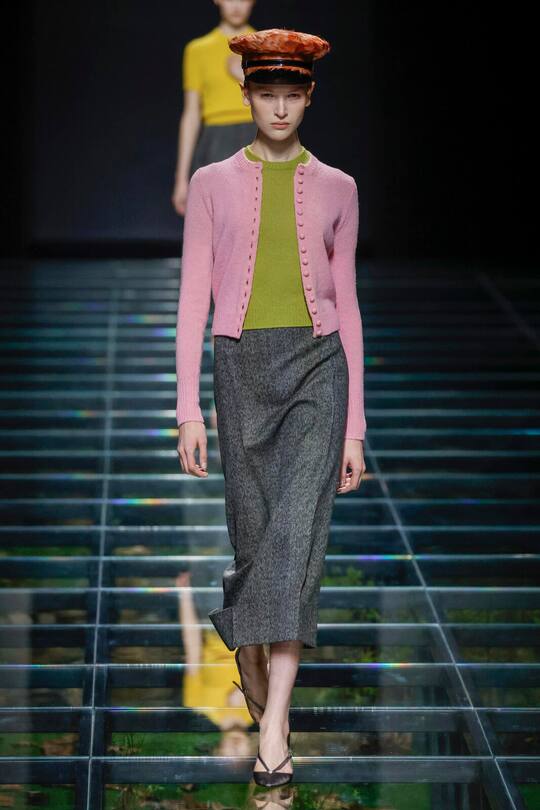 MILAN, ITALY - FEBRUARY 22: A model walks the runway during the Prada Ready to Wear Fall/Winter 2024-2025 fashion show as part of the Milan Fashion Week on February 22, 2024 in Milan, Italy. (Photo by Victor VIRGILE/Gamma-Rapho via Getty Images) Trend Geschichte