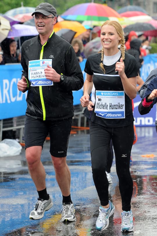 MILAN, ITALY - APRIL 15: Harold Hunziker and Michelle Hunziker compete in Milano City Marathon 2012 on April 15, 2012 in Milan, Italy. (Photo by Jacopo Raule/Getty Images)