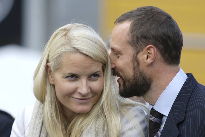 Crown Prince Haakon & Crown Princess Mette Marit Of Norway Visit Tromso In Northern Norway On Their 6Th Wedding Anniversary & Award A Grant From Their Humanitarian Fund. . (Photo by Julian Parker/UK Press via Getty Images)