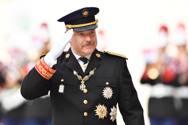MONACO - NOVEMBER 19: Prince Albert II of Monaco attends the Monaco National day celebrations in Monaco Palace courtyard on November 19, 2017 in Monaco, Monaco. (Photo by Pascal Le Segretain/ SC Pool - Corbis/Corbis via Getty Images)