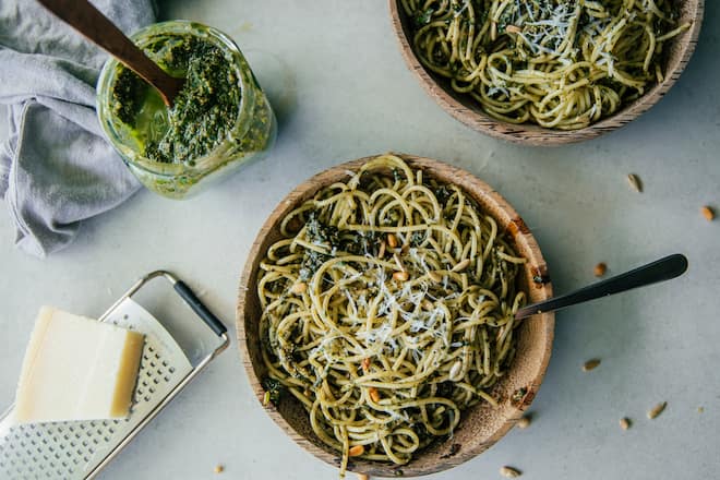 spaghetti pesto