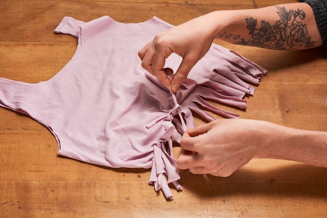 Selbstgemacht Tasche aus T-shirt