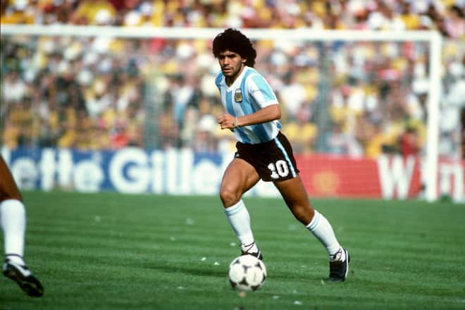 02 July 1982 - FIFA World Cup - Argentina v Brazil - Diego Maradona of Argentina - (photo by Mark Leech/Offside/Getty Images)