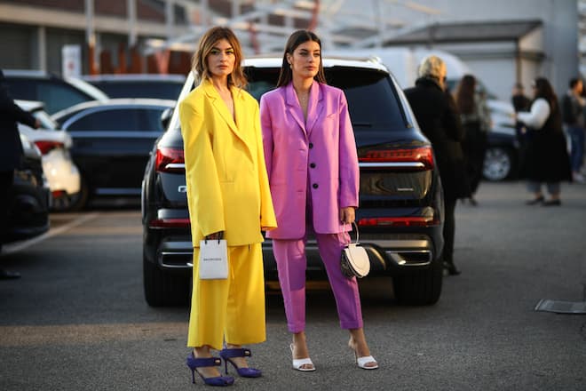 MILAN, ITALY - FEBRUARY 19: Angela Rozas Saiz and Aida Domenech are seen before the Alberta Ferretti show during Milan Fashion Week Fall/Winter 2020-2021 on February 19, 2020 in Milan, Italy. (Photo by Jeremy Moeller/Getty Images)
