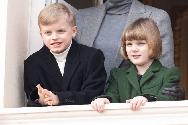 MONACO, MONACO - JANUARY 27: (NO TABLOIDS, NO VOICI, NO CLOSER) Prince Jacques of Monaco and Princess Gabriella of Monaco attend the Ceremony Of The Sainte-Devote on January 27, 2023 in Monaco, Monaco. (Photo by David Niviere/ PLS Pool/Getty Images)