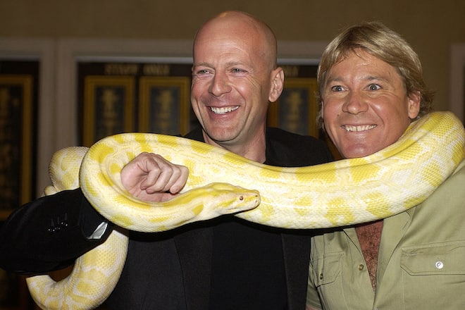 Bruce Willis and Steve Irwin, The Crocodile Hunter (Photo by Denise Truscello/WireImage)