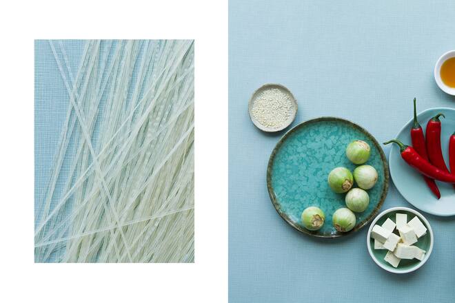 Glasnudelsalat mit Sesam-Tofu und Kokosmilch